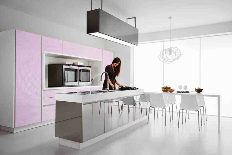 pink gray kitchen design