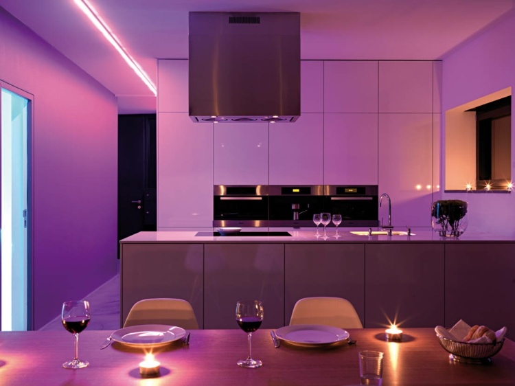 pink kitchen LED lights