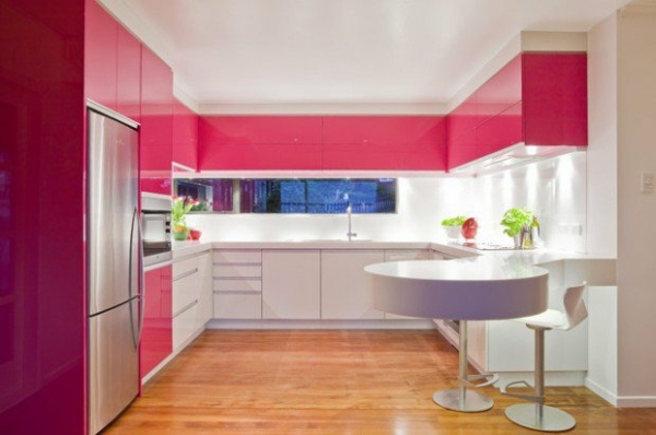 modern pink kitchen design