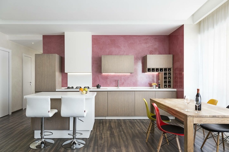 kitchen design wall pink accent