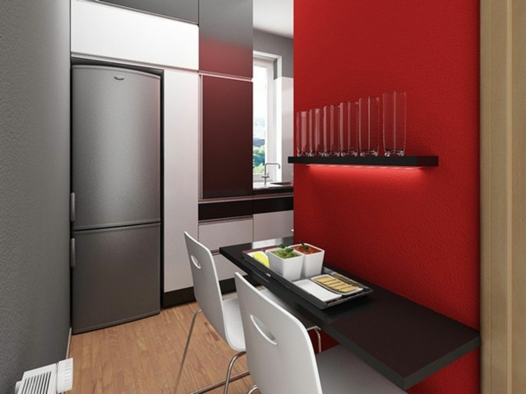 contemporary red and gray kitchen
