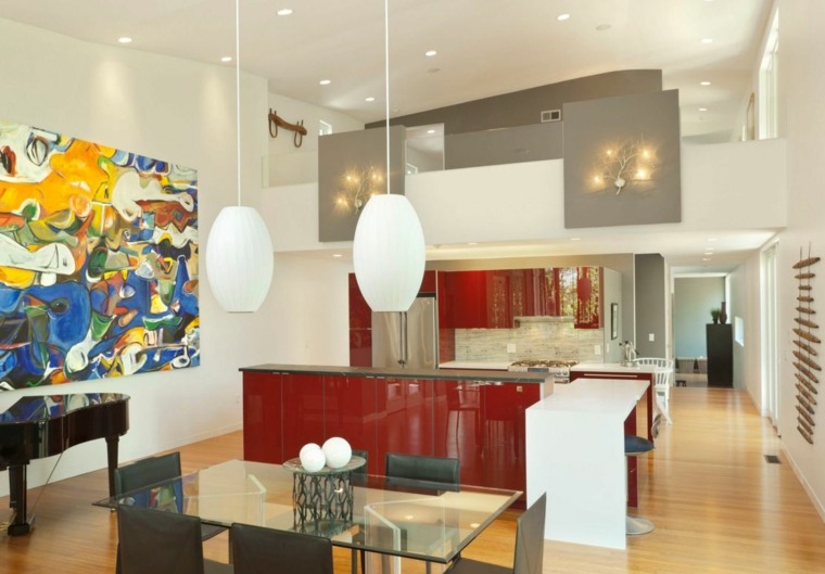 red and gray kitchen small kitchen