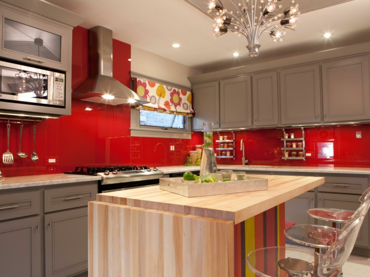 red and gray kitchen decoration
