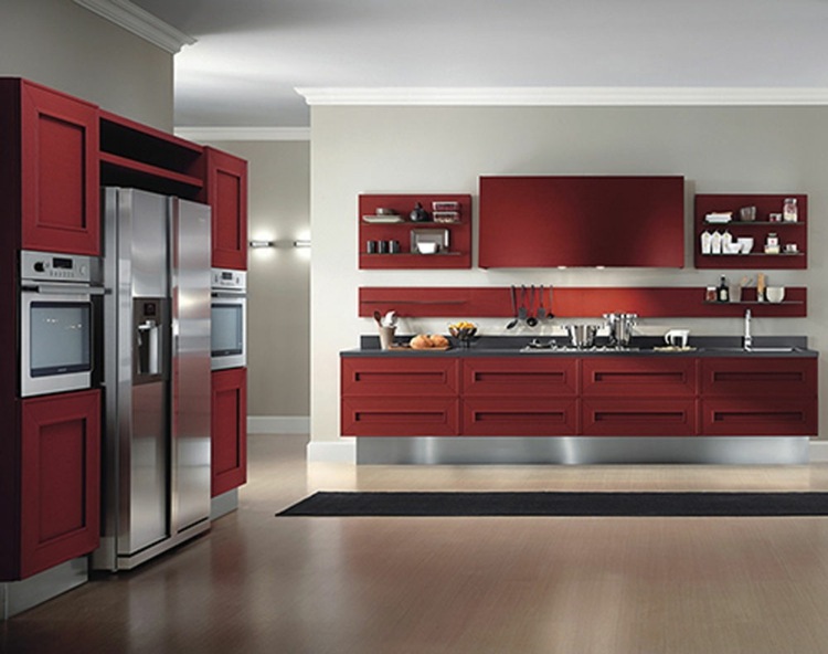red and gray kitchen deco idea
