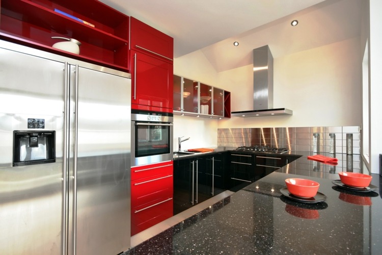 red kitchen gray lacquer