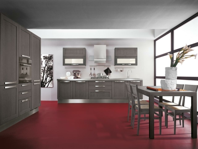 kitchen red gray deco