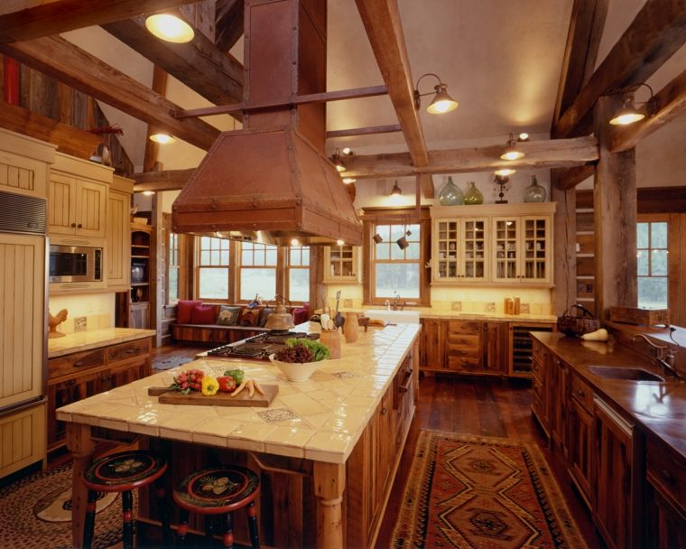 rustic kitchen wooden beams