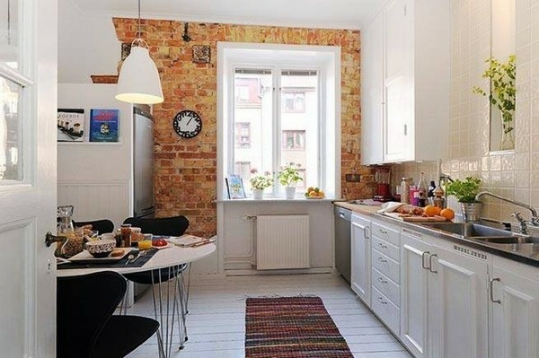 Scandinavian kitchen deco wood bricks