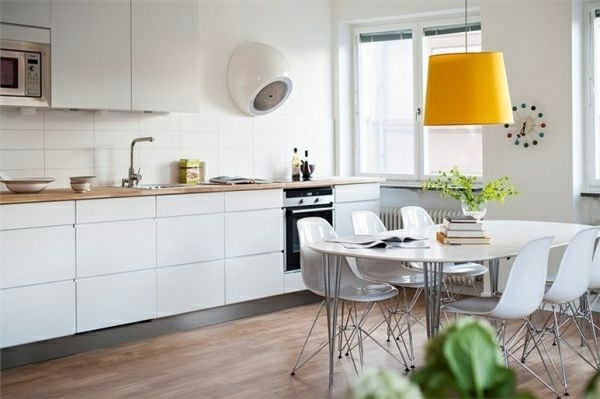 Scandinavian kitchen yellow pendant lamp