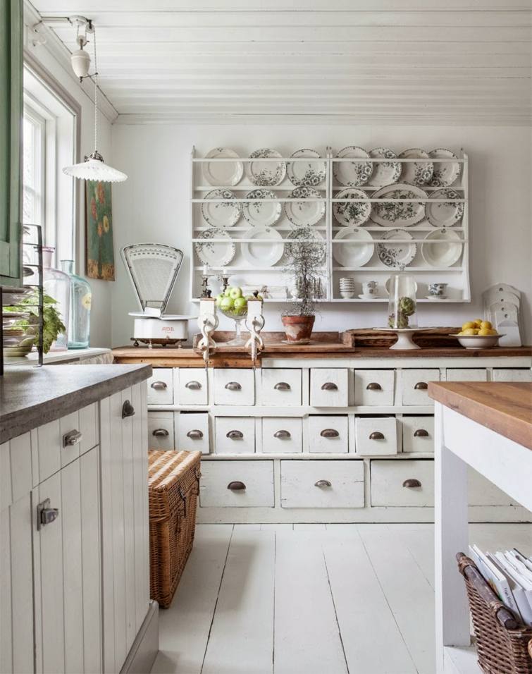 shabby chic white wood kitchen