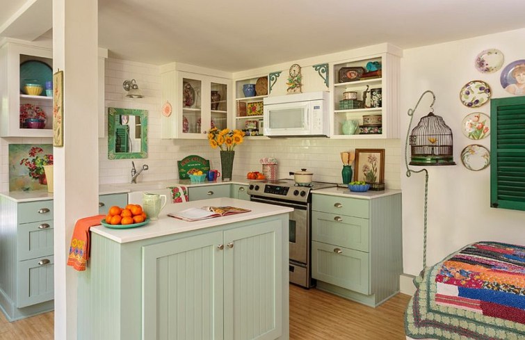 shabby chic central island kitchen