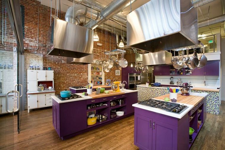 kitchen style workshop ilots purple