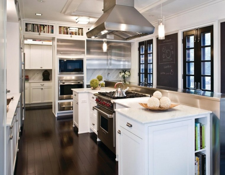 white bistro style kitchen design