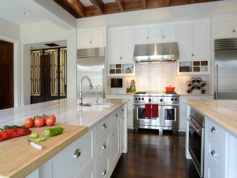 kitchen style white countryside wood beams