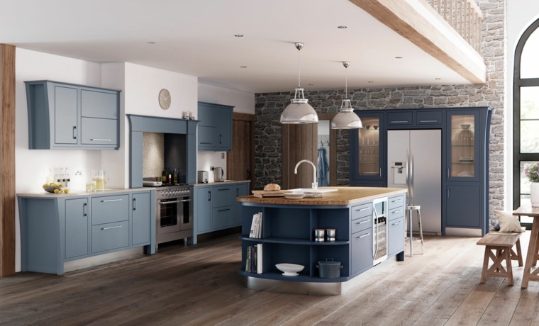 blue country style kitchen