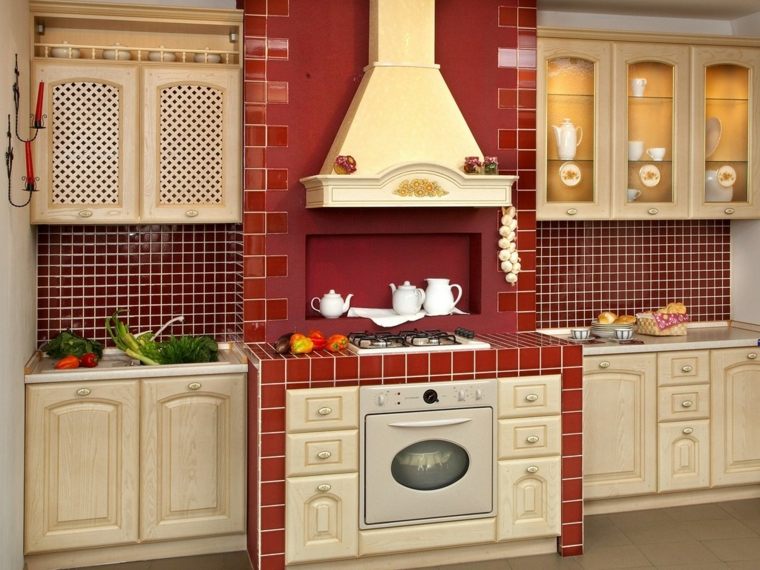 red kitchen decoration in white