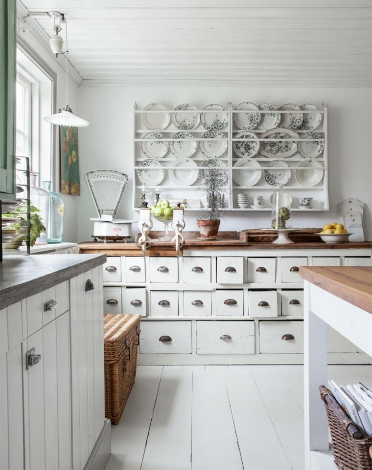 white wood country kitchen decoration