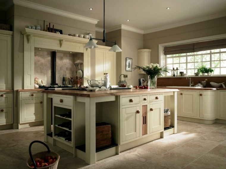 ideas central island kitchen country style