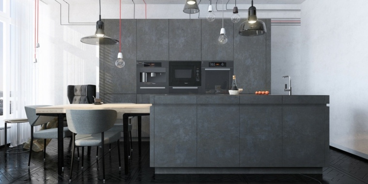 kitchen industrial style island trend lighting suspension idea