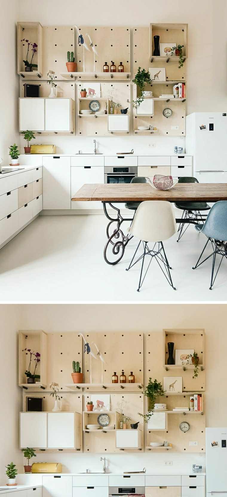 Scandinavian style kitchen with isorel panel