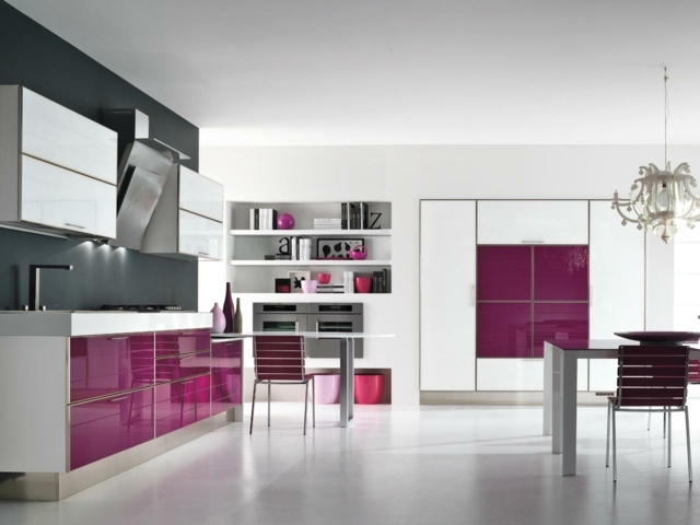 kitchen surface smooth pink white