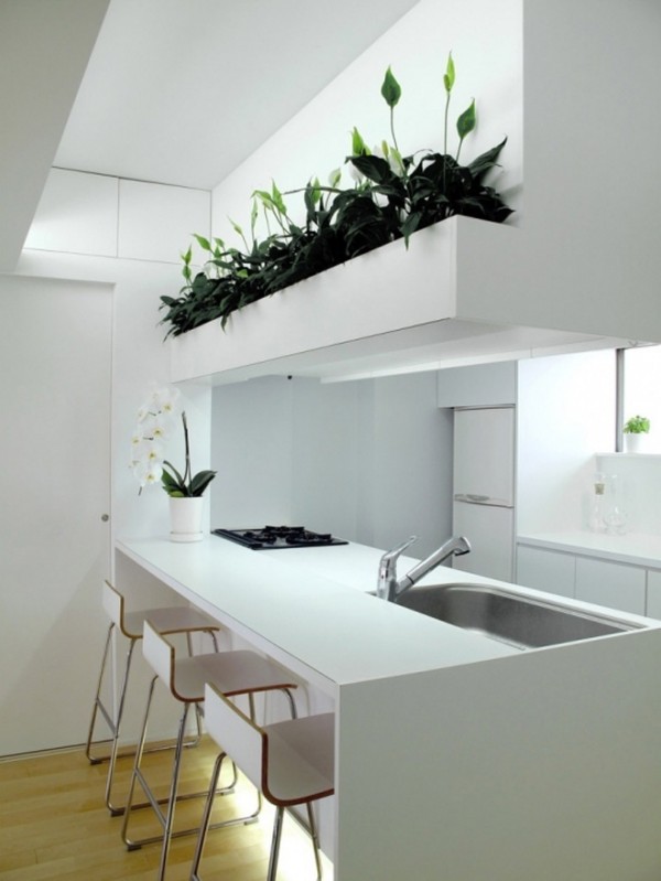 kitchen white table island green