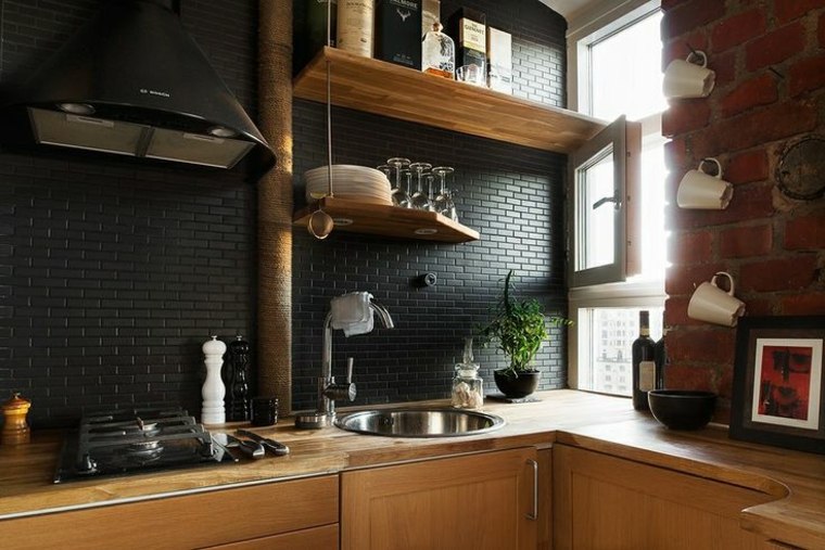 trendy kitchen 2016 black backsplash