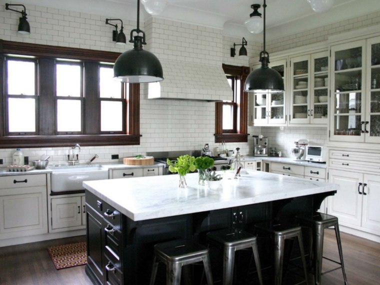 trendy kitchen black white