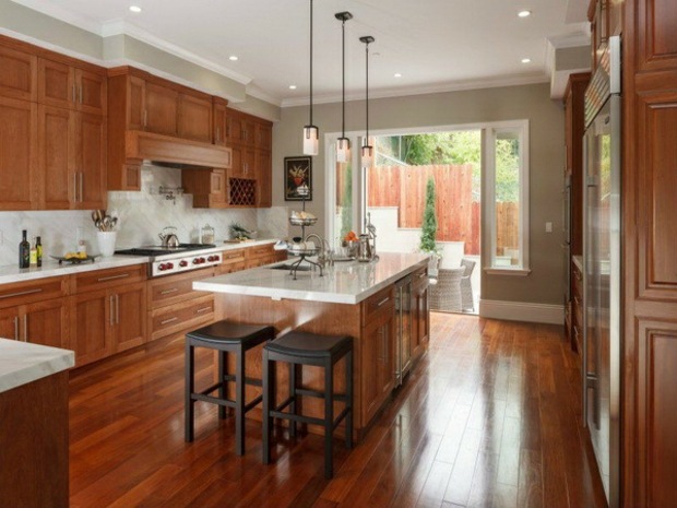 traditional kitchen all in wood white accents