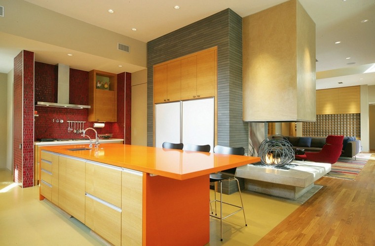 ultra modern kitchen worktop orange lacquered