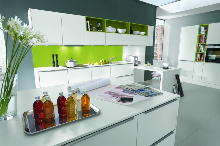 green kitchen white idea