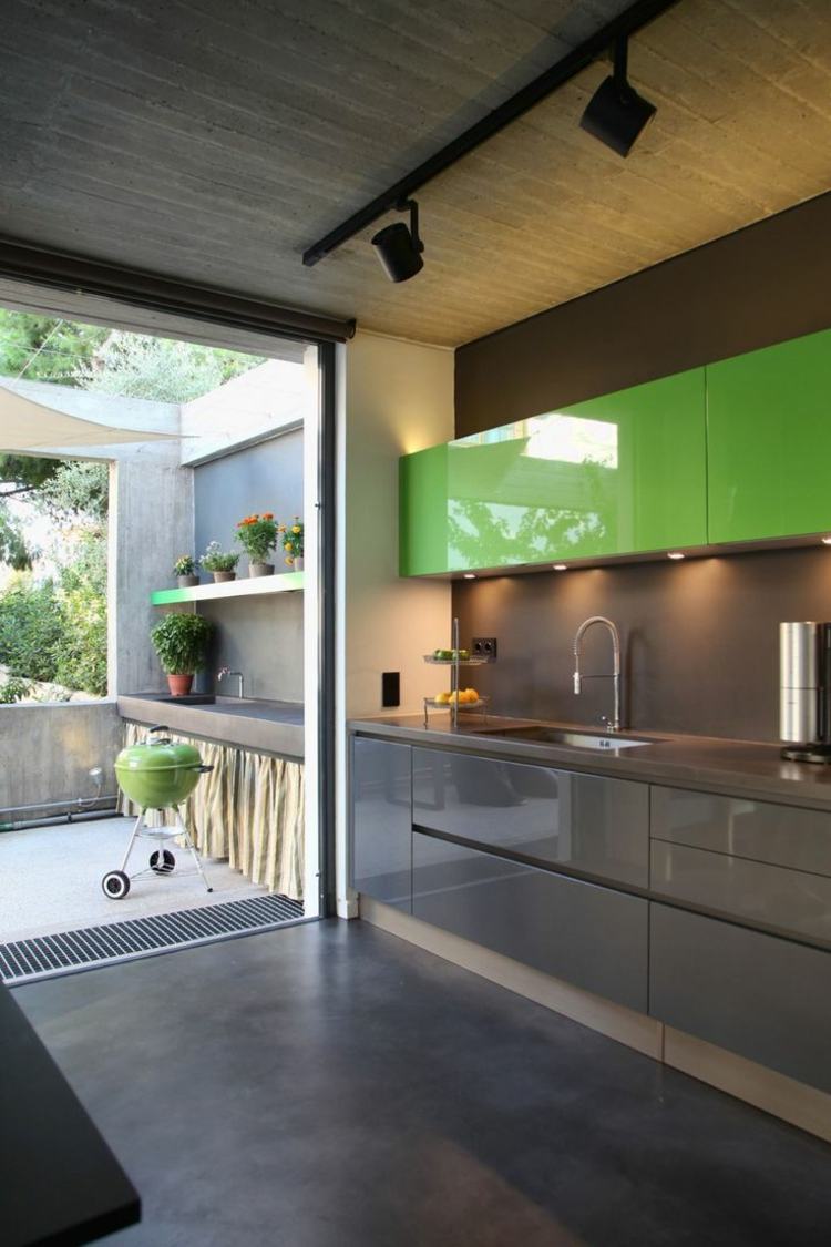 gray green kitchen design