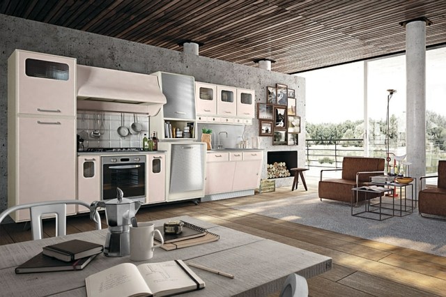 pink gray vintage kitchen