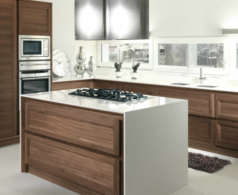 Zen kitchen small central island white wood island