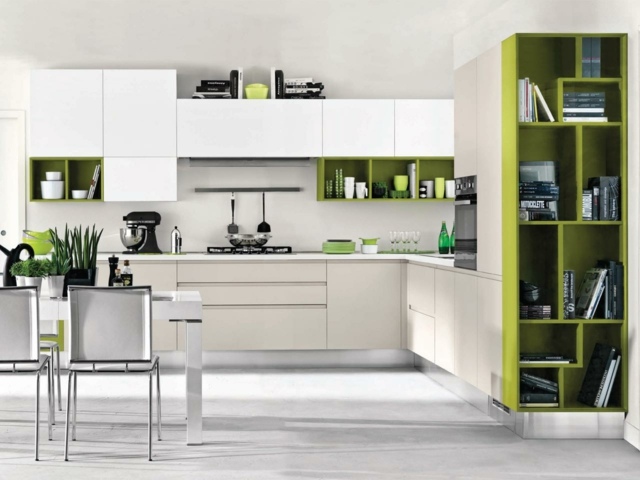 fitted kitchens white green