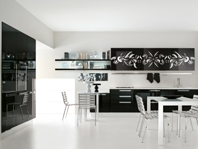 fitted kitchens black white deco