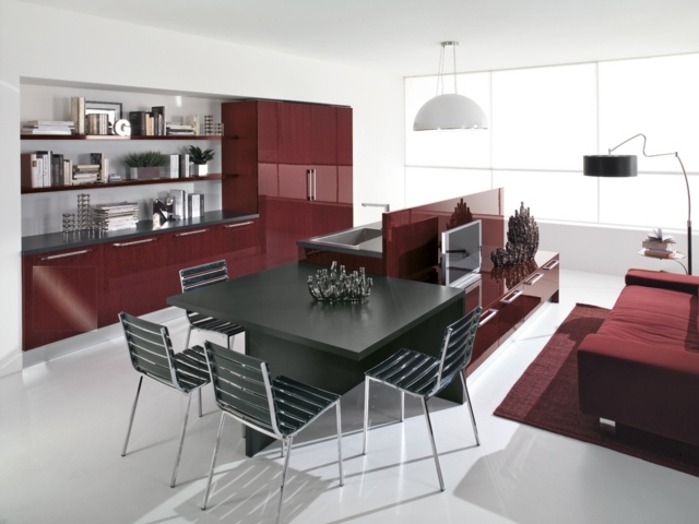 burgundy black fitted kitchens