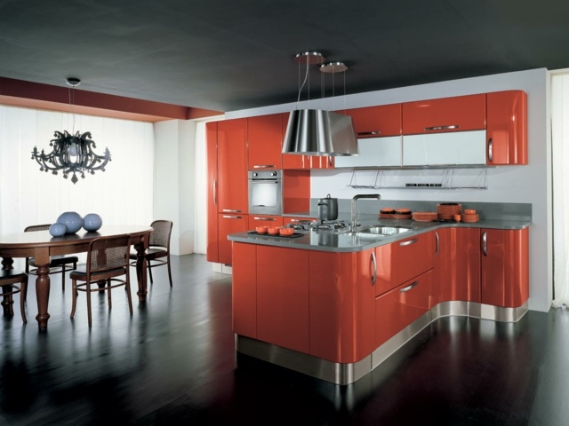 equipped kitchens orange deco