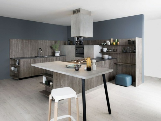 fitted kitchen modern deco gray wood Cesar