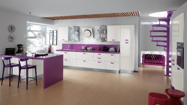 designer kitchens purple accent Scavolini