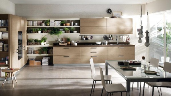 kitchen design with open shelves