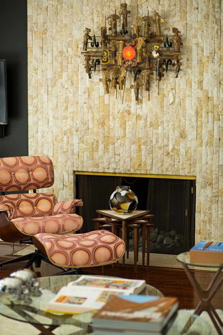 deco fireplace corner armchair