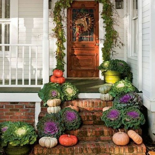 door decoration pumpkins vegetables