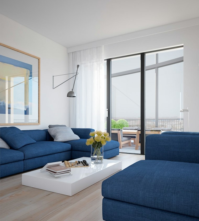 interior decoration blue white modern