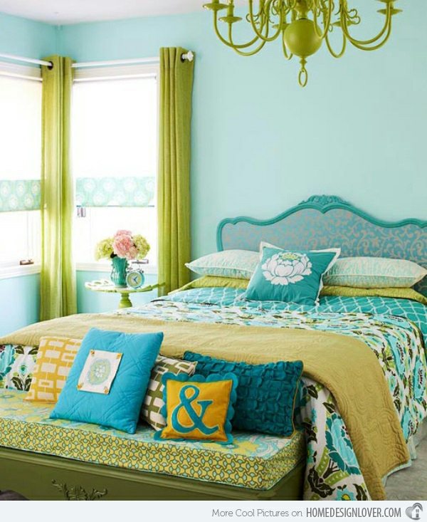 deco blue green bed
