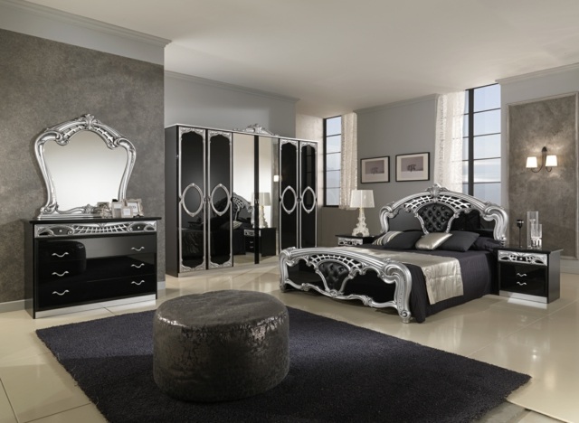 furniture bedroom black silver