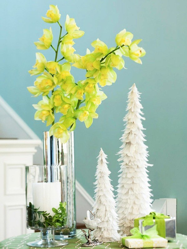 Home-Decor-Christmas-Flowers-Yellow-Tender-Fir-Christmas-White-Decorative Home Decor for Christmas