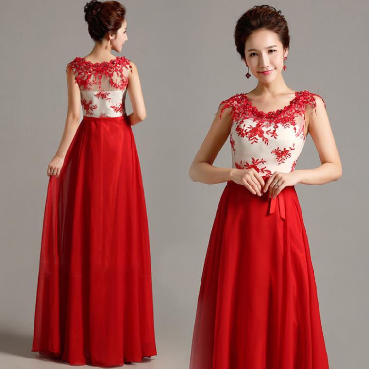 Deco-wedding-white-and-red bicolor dress-lace-elegance