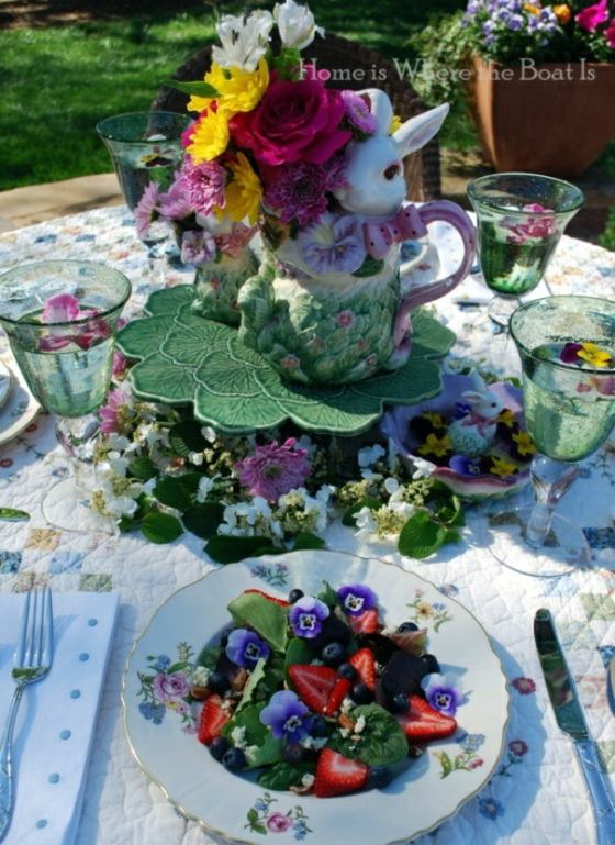 easter decor flowers table