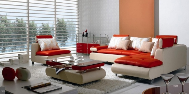 Deco-living-color-red-original-idea-sofa-table rectangular glass